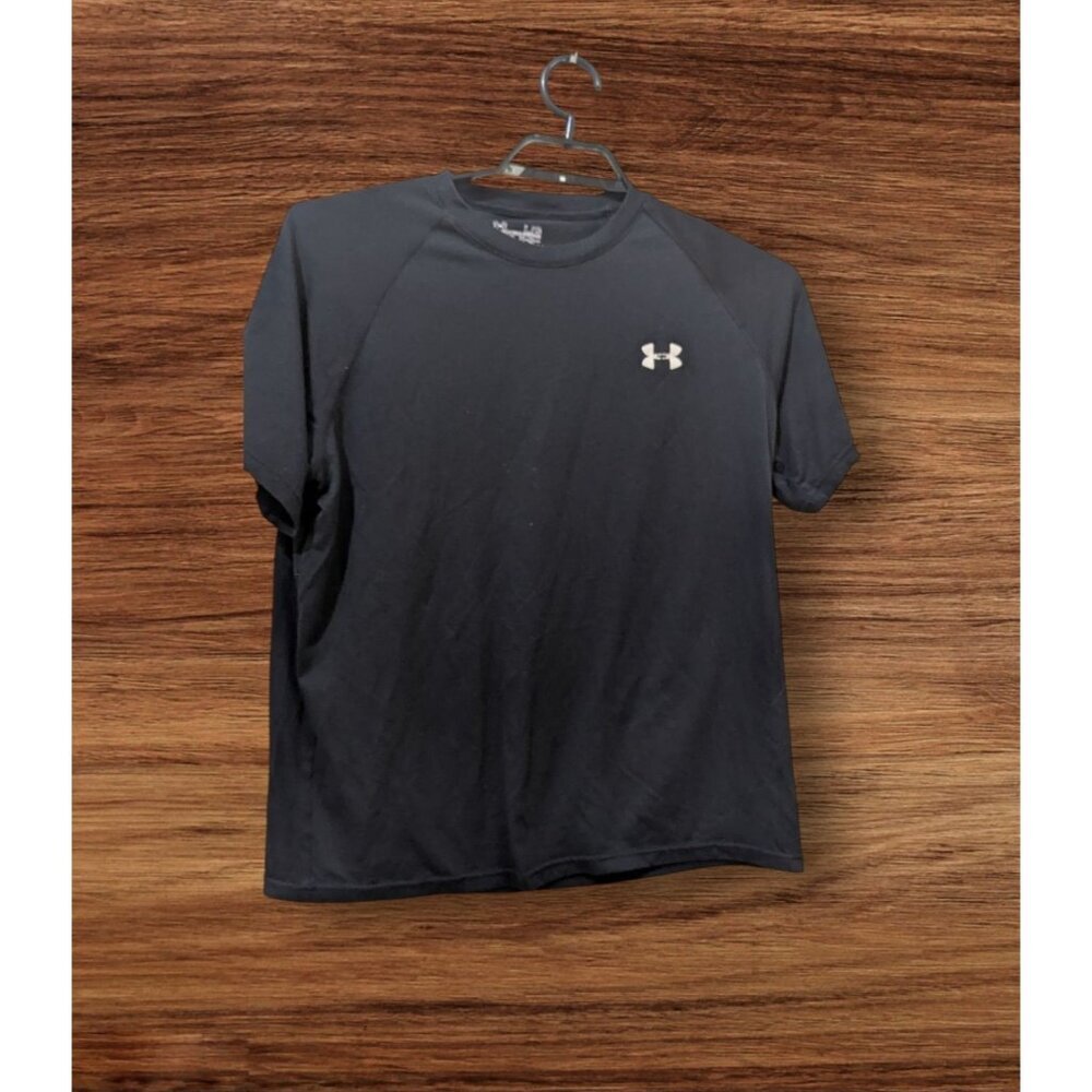 Under Armour Mens Black Short Sleeve Athletic T-Shirt Size L Polyester‎